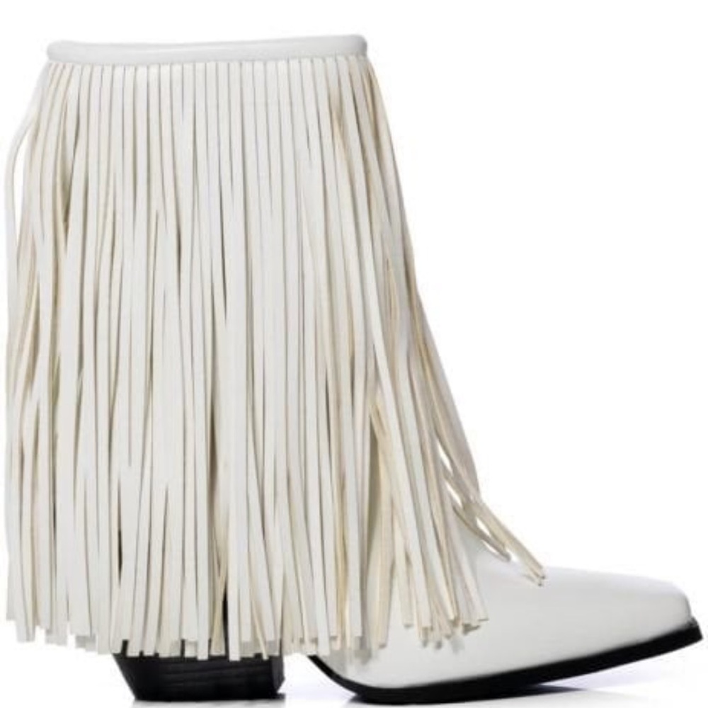 Fringe White Cowboy Boots - Picture 7 of 11